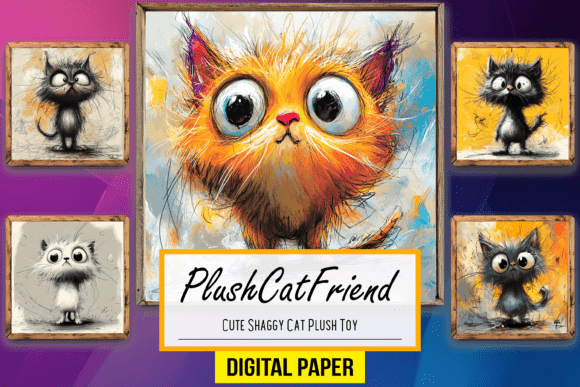 Download Cute Shaggy Cat Plush Toy Background Art - Premium Bundle