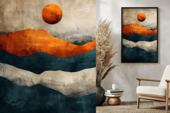Download Rustic Abstract Mountain Landscape Print - Print Collection