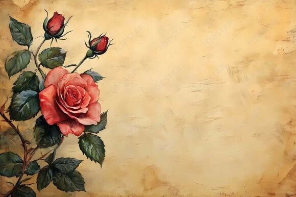 Download Vintage Rose Illustration Background Art - Premium Resources
