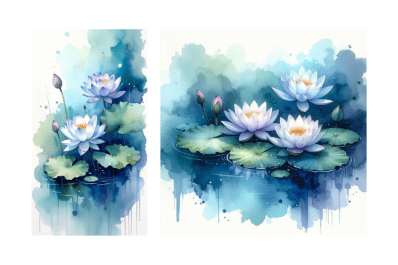 Download Lotus Pond Watercolor Background Art - Premium Resources
