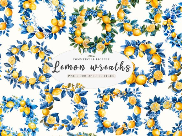 Download Lemon Branch Print, Lemon Wreath - Print Collection